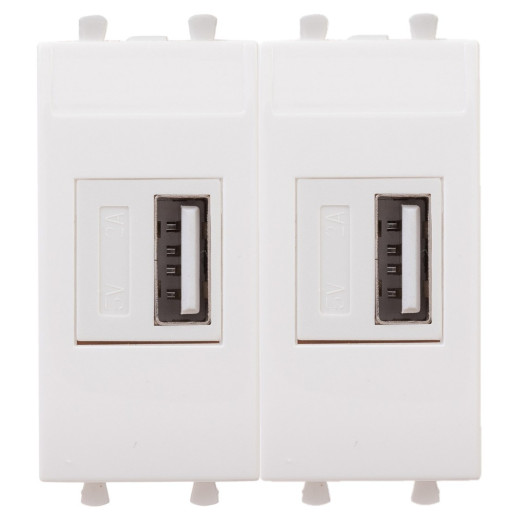 USB зарядное устройство модульное, Avanti, белое облако, 2 модуля, 2.1 А