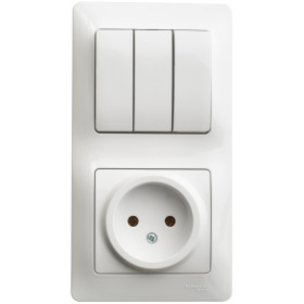 Systeme Electric Glossa Бел Блок: розетка и 3-кл. выключатель
