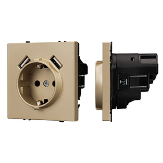Механизм розетки с USB зарядкой SCT-NOBE-MUAA-SFPL-GD (230V, 16A) (Arlight, Золотой песок)