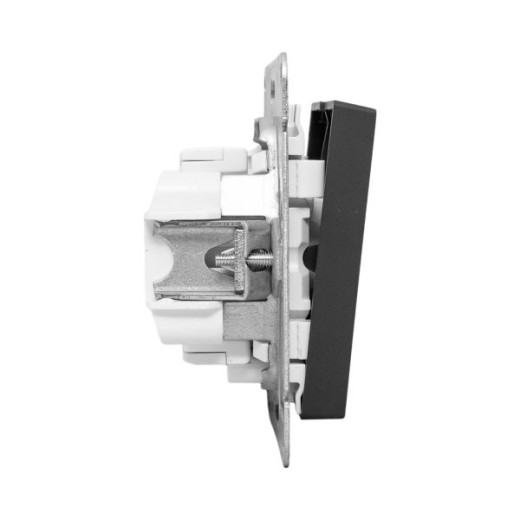 Механизм выключателя, двухклавишный, с подсветкой, чёрный Эпика EKF