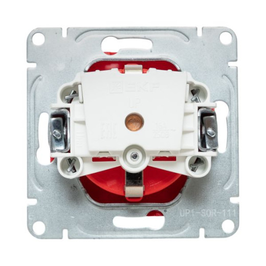 Механизм розетки, 16А, с заземлением, со шторками, красный Эпика EKF