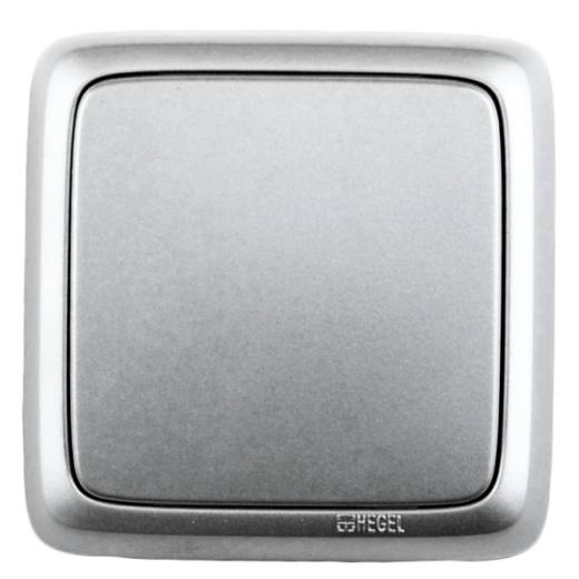 ВА10-113-06 Выключатель открытой установки, одноклавишный, с изолирующей пластиной, цвет серебро