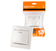 TDM Выключатель 1 кл. с подсветкой 10А сл. кость 