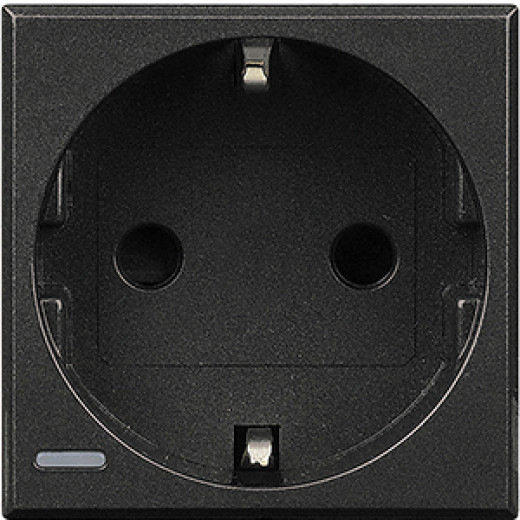 Axolute Розетка 2К+З, 10/16 А 250 В с боковыми заземляющими контактами Schuko, с экранированными контактами, цвет антрацит, немецкий стандарт