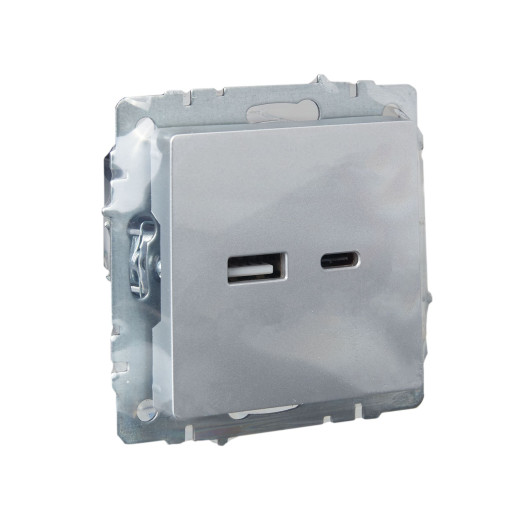 BRITE Роз. USB A+C 18Вт РЮ11-1-БрА алюм. IEK