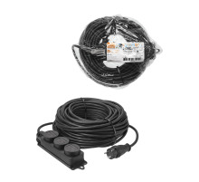 TDM Удлинитель-шнур силовой каучук, КГ, IP44, 3 гнезда с/з, 4000 Вт, 40 м Народный У1-33264