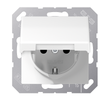 JUNG Штепсельная розетка SCHUKO 16A 250V~ с откидной крышкой и защитой от детей; белая