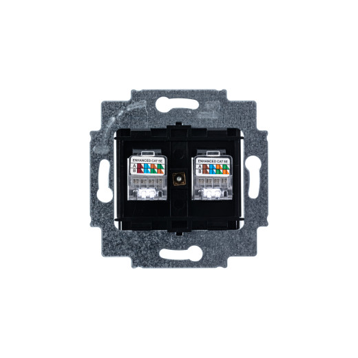 Розетка информационная ABB Levit двойная 2хRJ45 категория 5e антрацит