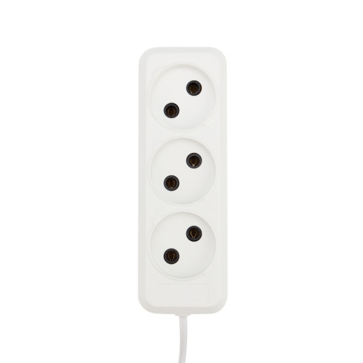 Удлинитель 3 гнезда, 10м, 2x0,75мм², б/з, белый REXANT