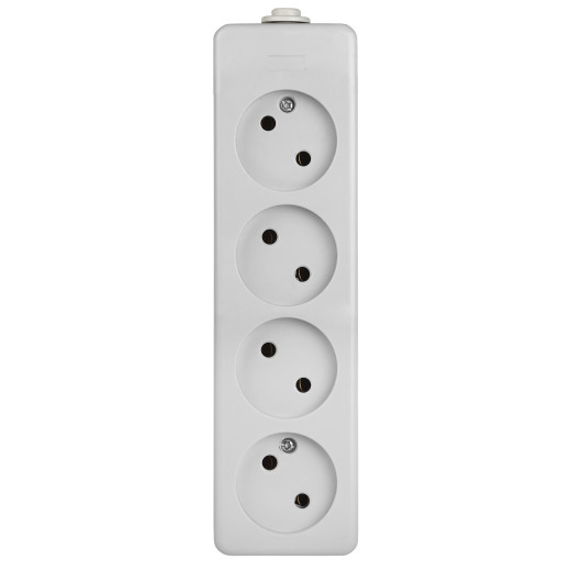 Колодка ЭРА K-4 4 розетки без зазeмления белая