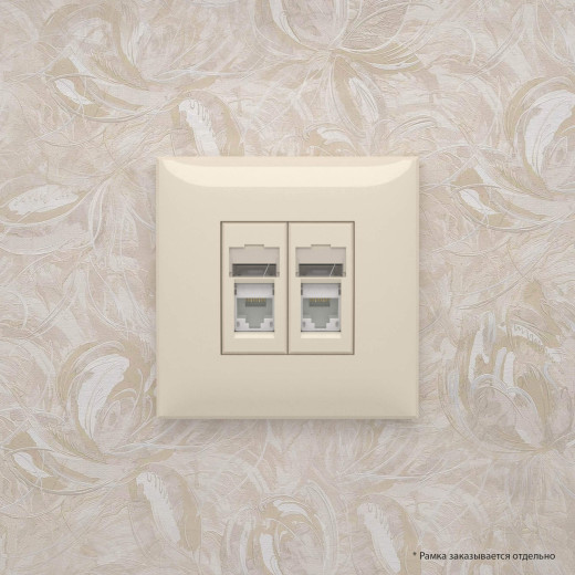 Компьютерная розетка RJ-45 в стену, кат.6 двойная, Avanti, ванильная дымка
