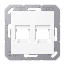 JUNG A Flow/A 550 Белый матовый Kрышка для 2-х разъемов, без видимого винта, подпружиненная шторка