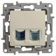 Розетка двойная RJ11+RJ45 категория 5e UTP - Legrand Etika - слоновая кость