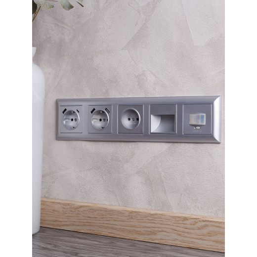 BRITE Рамка 5-мест. РУ-5-Бр алюм./алюм. IEK