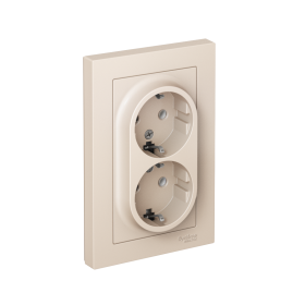 Systeme Electric AtlasDesign Беж Розетка с/з двойная, 16А, в сборе