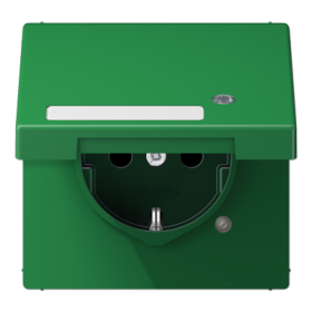 JUNG SCHUKO-розетка с крышкой, зелёный