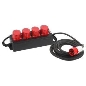 ЭРА Удлинитель силовой IND380-U-4e-5x4-5m-IP44 на 380В на каучуковой колодке 4 розетки 4xCEE 5P 5м КГ 5х4 32A IP44