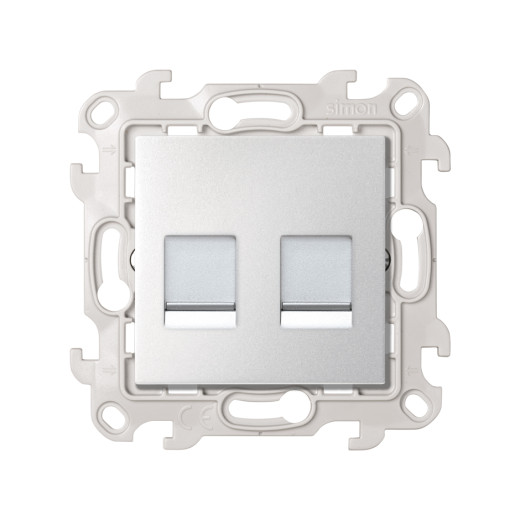 Розетка для передачи данных 2xRJ45 Cat.6 UTP цвета алюминий S24 Harmonie