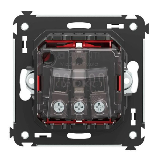 Розетка в стену, 2P+E, с з/ш, Avanti, красный квадрат