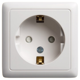 Systeme Electric ХИТ наруж Бел Розетка с/з со шторками, с изолирующей пластиной, 16А, 250В