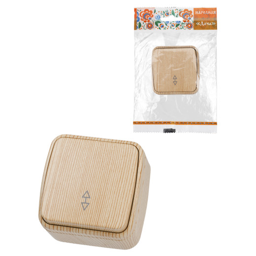 Переключатель на 2 направления 1-кл. открытой установки IP20 10А, сосна 