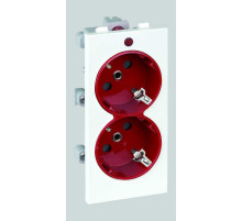 Simon Connect Белый/красный Розетка двойная, 2к+з Schuko, 16А, 250В, Cima-модуль 52x108 мм