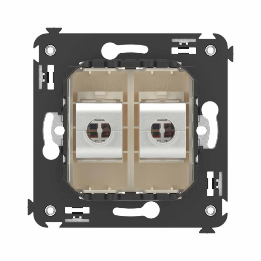 Компьютерная розетка RJ-45 без шторки в стену, кат.6 двойная экранированная, Avanti, ванильная дымка