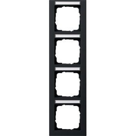 Gira E2 Черный Рамка 4-ая вертикальная с полем для надписи