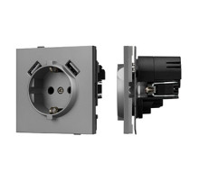 Arlight Механизм розетки с USB зарядкой SCT-TENDO-MUAA-PL-GR (230V, 16A) (-)