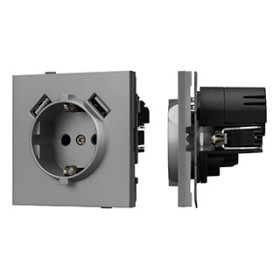 Arlight Механизм розетки с USB зарядкой SCT-TENDO-MUAA-PL-GR (230V, 16A) (-)