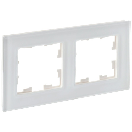 BRITE Рамка 2-мест. РУ-2-2-Бр стекло бел. матовый IEK