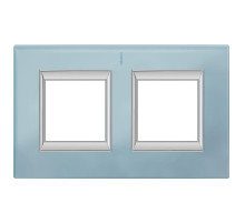 BT Axolute Голубое стекло Рамка 2+2 мод прямоугольная (надпись вертикально).