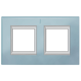 BT Axolute Голубое стекло Рамка 2+2 мод прямоугольная (надпись вертикально).