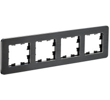 IEK BRITE DECOR Черный/алюм металл. скругл.угол Рамка 4-м РУ-4-1-Бр RE AL
