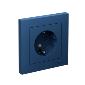 Systeme Electric AtlasDesign Аквамарин Розетка с/з со шторками, 16А, в сборе