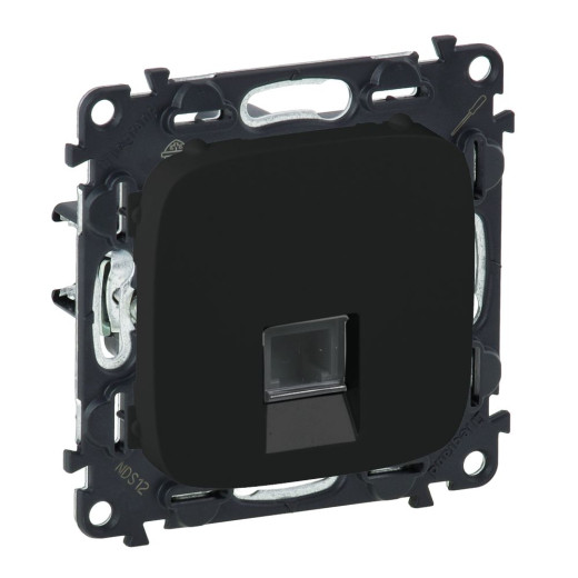 Valena ALLURE.Информационная розетка одиночная RJ45 Кат.5е UTP.С лицевой панелью.Антрацит