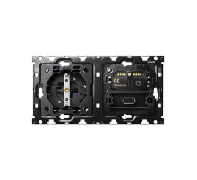 Simon 100 Кит 2 поста механизм 1 розетка Schuko + 1 з/у USB SC 2.1A + 1 светорегулятор (отсечка фазы, 2/3 провода) + суппорт
