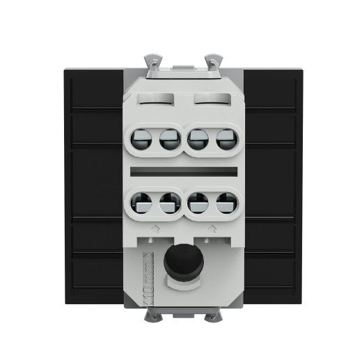 Выключатель двухполюсный одноклавишный модульный, Avanti, черный  квадрат, 2 модуля