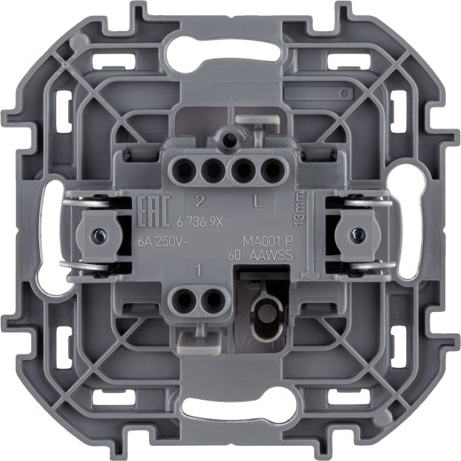 Выключатель кнопочный одноклавишный - Legrand/Daccord Inspiria - с нормально-открытым контактом 6А 250В безвинтовые зажимы - белый