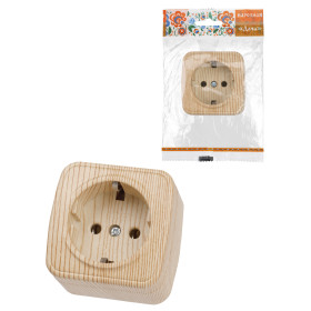 TDM Розетка 2П+З открытой установки IP20 16А, сосна 