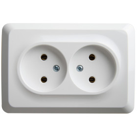 Systeme Electric Этюд наруж Бел Розетка 2-ая угловая б/з без шторок 16А 250B