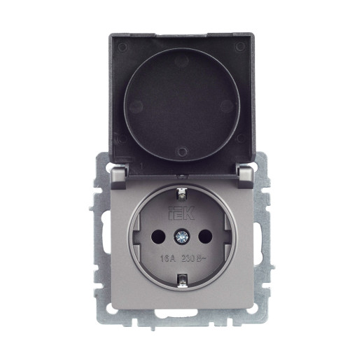 BRITE Роз. с з/к/ш с кр. 16А IP44 РСбш10-3-44-БрС сталь IEK