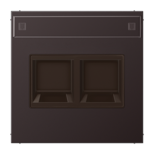 Плата (фиксация защёлкиванием) с полем для надписи для двух модулей, металл, дарк