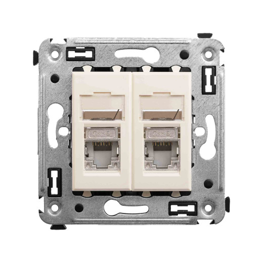 Компьютерная розетка RJ-45 в стену, кат.6 двойная экранированная, Avanti, ванильная дымка