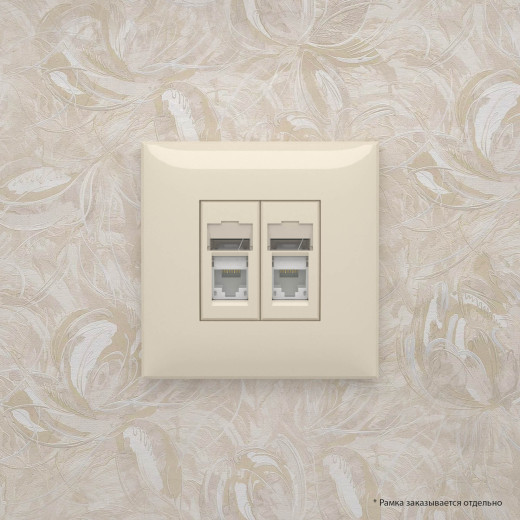 Компьютерная розетка RJ-45 в стену, кат.5e двойная, Avanti, ванильная дымка
