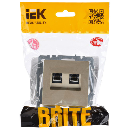 BRITE Роз. двойная RJ11+RJ45 кат.5E РК/Т12-БрШ шамп. IEK
