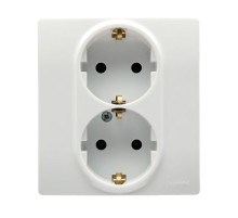 Legrand Etika Белый Розетка 2-ая с/з со шторками, винт. клеммы, 16А, 250 В.