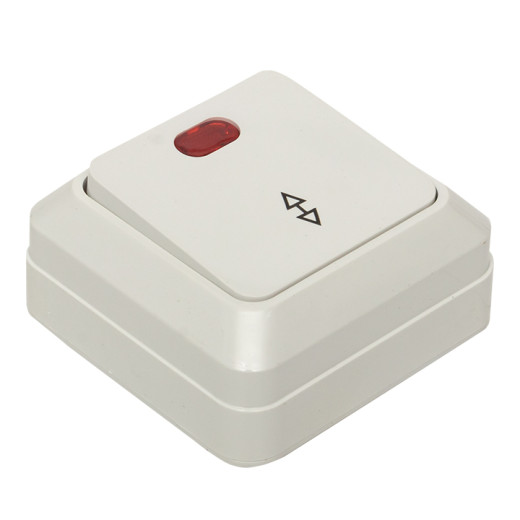 Рим Выключатель проходной 1-клавишный с индикатором 10А белый EKF