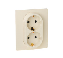 Legrand Etika Слоновая кость Двойная розетка с/з, винтовые клеммы.