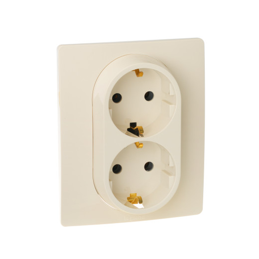 Розетка двойная с заземлением - Legrand Etika - без шторок в сборе 16А 250В винтовые зажимы - слоновая кость